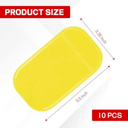 10PCS Car Dashboard Non-Slip Mat, Multifunctional Anti-Slide Sticky Pad for Auto Dashboard, Anti-Slip Dash Pad for Cell Phone, Radar Detector, Keys, Glasses, GPS, Coins (Yellow) - color: Yellow