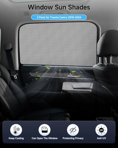 Car Window Shade for Toyota Camry 2018-2024,2 Pack UV & Glare Protection, Breathable Privacy Screen, Insect & Bug Blocker Magnetic Mesh Side Rear Sun Shades for Baby Camping, Napping & Travel - size: 2PC for Toyota Camry (2018-2024)