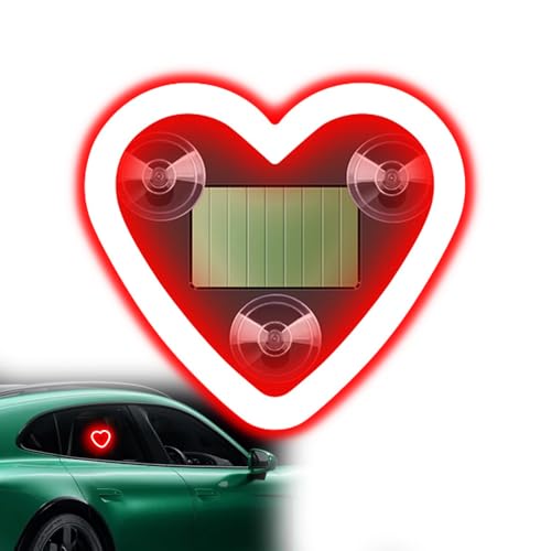Car LED Interior Light, 6 Modes Heart-Shaped Red Ambient Light Solar-Powered&USB Charging LED Neon Light for Car Window Decoration(1Pcs) - color: Red, size: 1pcs