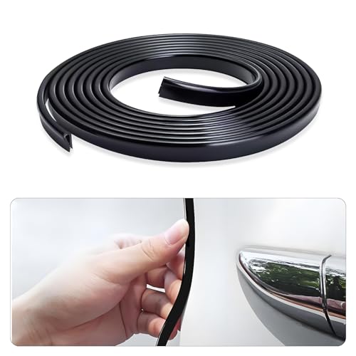 Car Door Edge Guard, 16.4Ft (5M) U Shape Rubber Seal Edge Trim Vehicle Door Protector, Anti-Collision Automotive Protection Door Edge Guard Trim, Universal Car Accessories (Black) - color: Black