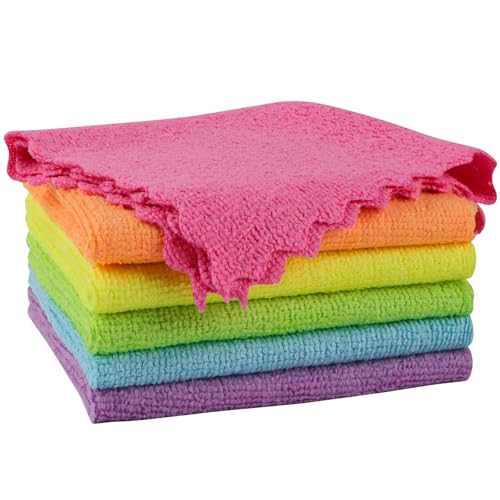 Orighty Microfiber Cleaning Cloth, 6 Pack Highly Absorbent Cleaning Rags, Household Cleaning Supplies, Reusable Lint Free Cloths Microfiber Rag for House, Kitchen, Car Care, 12x11 inch, Multicolor - color: Multicolor, size: 6 Pack