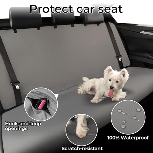 Waterproof Car Seat Covers Grey with - Washable Rear Bench Car Seat Protectors with Anti Slip Bottom - Durable Auto Seat Cushions Universal Fit for Vehicles Cars SUV Trucks - color: Rear Seat Grey