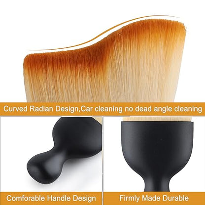 GaRhomxy Car Detailing Brushes, Car Interior Dust Sweeping Soft Brush, Soft Bristles Brush Cleaning Tool for Automotive Dashboard, Air Conditioner Vents, Computer, Scratch Free(Yellow) - color: Yellow
