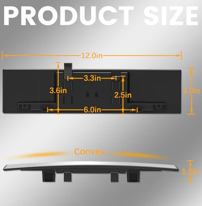 Rear View Mirror, Chrome Anti-glare Panoramic Rear Mirrors Universal 12 Inch Convex Car Interior Clip on Extra Big Wide Angle Rearview Mirror Extender to Reduce Blind Spot for Car SUV Trucks - size: 12 Inch