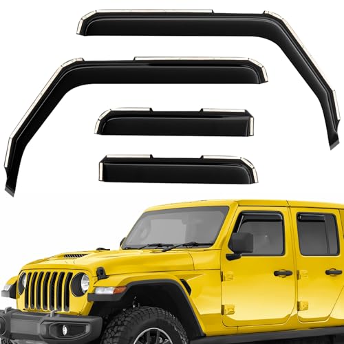 Extra Durable Window Deflectors in-Channel Window Visors Rain Guards Fit for Jeep Gladiator 2020-2026, Sun Visors, Wind Vent for Shades, Exterior Car Accessories - 4pcs. AG0976 - color: For Jeep Gladiator 20-26