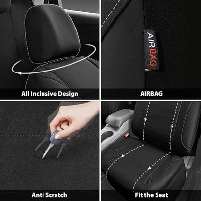CAR PASS Neoprene Waterproof Seat Covers, Universal Fit Black Full Sets, Protective Interior Covers for Auto SUV, Vans, Sedans, Trucks - color: Black Full Sets