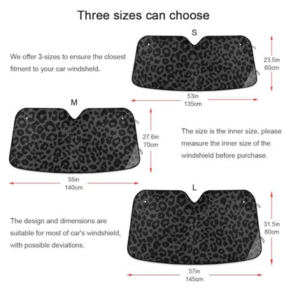Windshield Sun Shade Dark Gray Leopard Cheetah Print Ram Front Window Block UV Shades Visor Reflective Retractable for Car SUV Trucks - color: B012