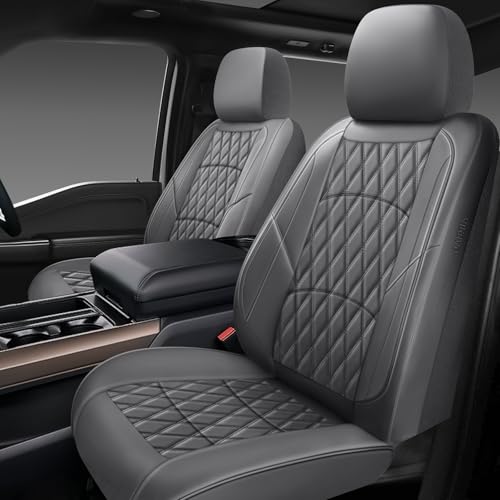 NS YOLO Leather Car Seat Covers,Universal Fit for Most Cars,SUVs and Sedans,Waterproof Luxury Leatherette Cushions, 2 Seats Protectors (Grey, Front Pair-2 Seats(Driver and Passenger)) - color: Grey, size: Front Pair-2 seats(driver and passenger)