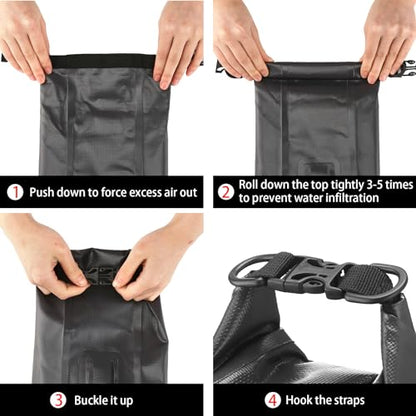 Boat First Aid Kit Waterproof, WELL-STRONG Marine Emergency Kit with Roll Top Dry Bag for Boating Fishing Kayaking – Water-Resistant Contents for Camping & Beach（Dark Grey） - color: Ws011-darkgrey