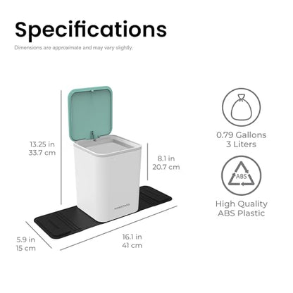 Ninestars Mini Car Trash Can with Press Lid, 3L / 0.79 Gallon Small Garbage Bin, Foldable Leak-Resistant Design with Weighted Non-Slip Base for Car Floor & Center Console (White & Green) - color: White & Green