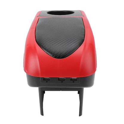 Acouto Car Armrest Box with 6 USB Charging Ports - Double Layer Console for SUV, Truck, and Car (Red) - color: Red