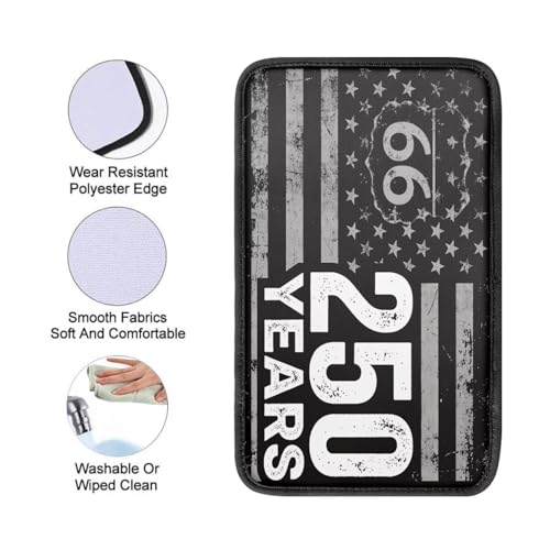 Dreaweet 250th Anniversary USA Flag Center Console Armrest Pad Cover Patriotic Car Arm Rest Cover Universal Middle Console Covers for Cars SUV Truck Sedan - color: American Flag 250 Years