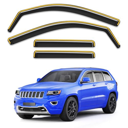 in-Channel Window Rain Guards Fit for Jeep Grand Cherokee 2011 2012 2013 2014 2015 2016 2017 2018 2019 2020, Visors Vent Visors Window Deflector Vent Shades Car Accessories -4 pcs - size: For 2011-2021 Jeep Grand Cherokee