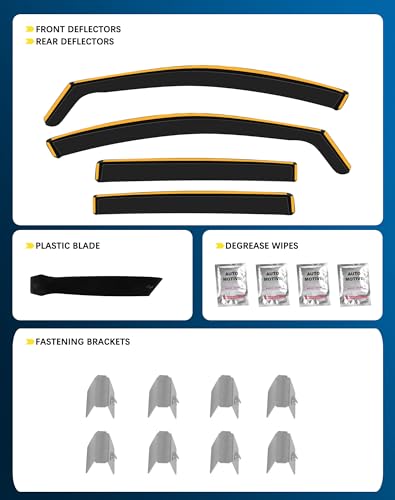 Shatterproof in-Channel Rain Guards for Honda CR-V (CRV) 2017-2022, Clip-on Window Deflectors Vent Window Visors Rain Sun Wind Guards Shade Deflectors, 4 pcs - size: For CR-V 2017-2022
