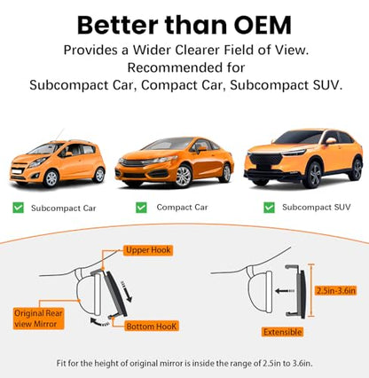 Rear View Mirror, Chrome Anti-glare Panoramic Rear Mirrors Universal 10 Inch Convex Car Interior Clip on Extra Big Wide Angle Rearview Mirror Extender to Reduce Blind Spot for Car SUV - size: 10 Inch