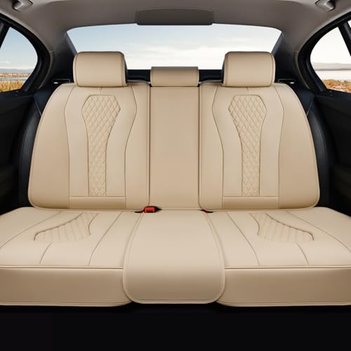 Coverado Automotive Seat Covers, Back Car Seat Cover, Rear Seat Cover, 3-Pieces Luxury Car Seat Cushion, Beige Seat Cover Seat Protector Universal Fit Most Cars - color: Beige, size: Back Seat Cover
