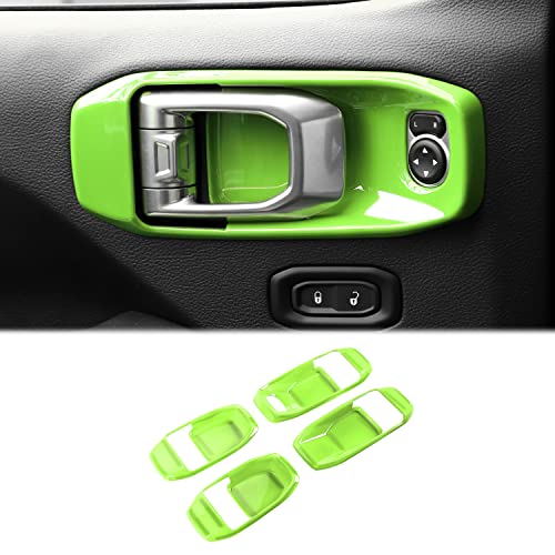 CheroCar for Jeep JL Inner Door Handle Bowl Cover Trim for Jeep Wrangler JL JLU 2018-2026 for Gladiator JT 2020-2026,4Pcs ABS Light Green Interior Door Handle Protector Decoration Accessories - color: Light Green, size: JL 2018-Present