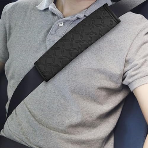 2PCS Car Seatbelt Cover, 9.05 Inches Soft Leather Vehicle Safety Seat Belt Strap Cushion, Comfortable Auto Shoulder Neck Chest Protection Pads Accessories, Extremely Long (Black) - color: Black/9 inches