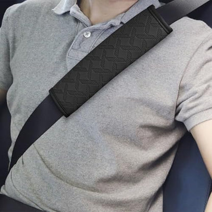 2PCS Car Seatbelt Cover, 9.05 Inches Soft Leather Vehicle Safety Seat Belt Strap Cushion, Comfortable Auto Shoulder Neck Chest Protection Pads Accessories, Extremely Long (Black) - color: Black/9 inches