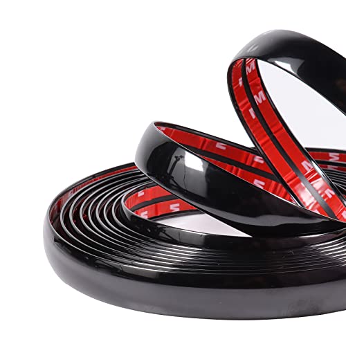 18Ft Automotive Trim Molding 1"(25mm) Glossy Black Car Side Moldings UV Protected Scratch-Proof for All Vehicles Body Door Window Bumper, Self Adhesive - size: 18feet