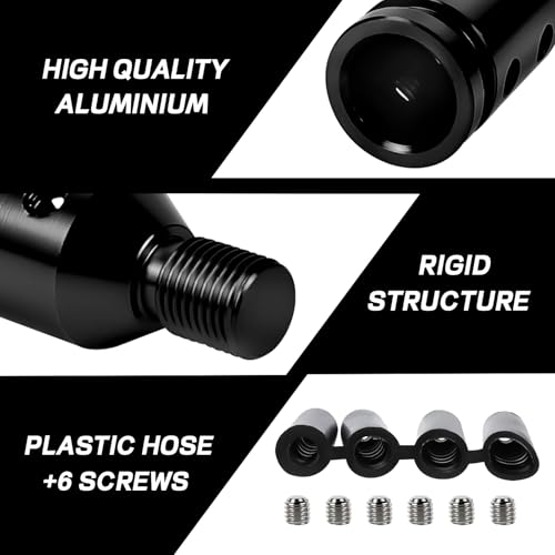 M12x1.25 Shift Knob Adapter, Aluminum Gear Shift Adapter Kit with 4-Sizes Hoses, Universal Gear Shift Knob Cover for Non-Threaded Manual Shifters, Car Stick Shift Knob Adapter(Black) - color: Black