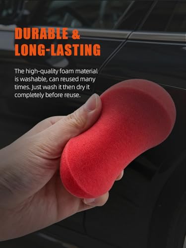 Foam Applicator Pads, SPTA 4 Inch Round Shape Side Pressing Hand Polishing Red Sponge Pads Kit Detailing Buffing Pads for Waxing Polishing Paint Ceramic Glass Cleaning, Pack of 10 -HPWR10 - color: 10pcs Foam Applicator Pads 2