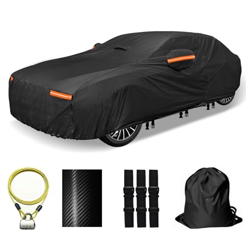 Heavy Duty Car Cover for Automobiles All Weather Waterproof, Outdoor Snowproof UV Protection Windproof, Door Zipper, Soft Cotton Universal Car Covers (Black, Fit Sedans 171"-180") - color: Black Heavy Duty, size: Fit Sedans 171"-180"