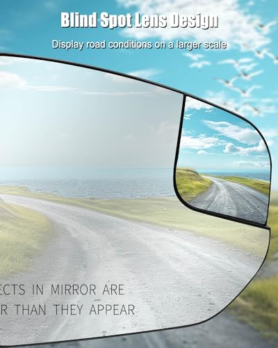 Passenger Right Heated Mirror Glass with Blind Spot Fit for Ford Transit Connect 2014–2023 Replace DT1Z-17K707-F FO1325168, Replacement Mirror Glass w/ABS Holder - size: Passenger Side