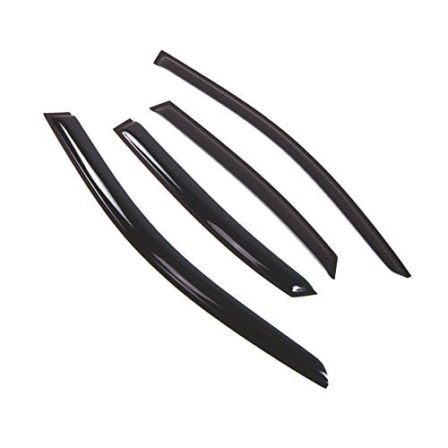 Outside Mount Window Vent Visors Rain Guards Compatible with Audi A4 2009-2015 | Side Window Wind Deflectors Rain Shields | Black Tinted, 4 Pcs Set, BGWV-662 - color: Black Tinted, size: For Audi A4 2009-2015