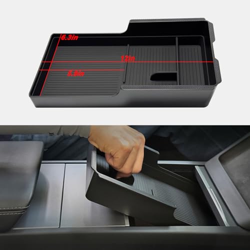 JVMA Center Console Organizer (Full Size) and Armrest Organizer for Tesla Model Y Juniper 2025 2026 and Model 3 Highland 2024-2026 (US Patent) - size: Model y '25-'26 & Model 3 '24-'26