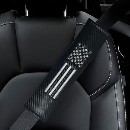 KAELTHAS 2 PCS Car Seat Belt Cover Pad Cushions Comfortable Driving Interior Accessories for Car SUV Truck Tractor Golf Cart UTV (Carbon Fiber with USA Flag) - style: Carbon Fiber with USA Flag