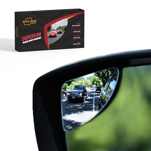 Superfan Blind Spot Mirrors for Cars by Safe View Company – Real Convex Glass for Clear Wide Angle Vision – Safer Lane Changes, Easy Stick-On, Weatherproof & Long Lasting Durability - size: Superfan