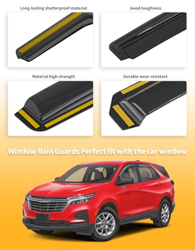 in-Channel Window Rain Guards Fit for Chevy Chevrolet Equinox 2018 2019 2020 2021 2022 2023 2024, Extra Durable Window Visors Window Deflectors Vent Visors Vent Shades Car Accessories-4 pcs - size: Fit for 2018-2024 Chevy Equinox