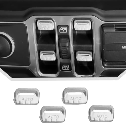 JeCar Silver Window Switch Button Cover Trim Interior Accessories for Jeep Wrangler JL JLU Gladiator JT 2018-2024 2025+ (Aluminum Alloy) - color: Silver Aluminum Alloy