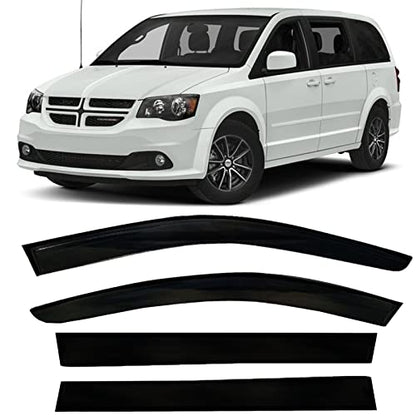 Window Visors rain Guards Vent Deflectors Fit 08-18 Chrysler Town & Country/Dodge Grand Caravan, Smoke 4pcs - size: Compatible with Dodge Grand Caravan 2008-2018