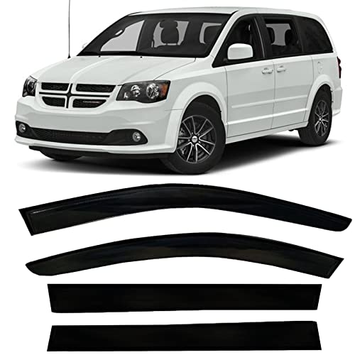 Window Visors rain Guards Vent Deflectors Fit 08-18 Chrysler Town & Country/Dodge Grand Caravan, Smoke 4pcs - size: Compatible with Dodge Grand Caravan 2008-2018
