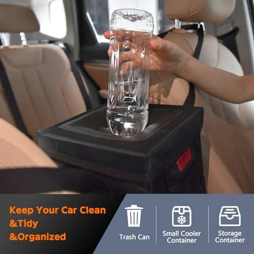 Leakproof Car Trash Can with Lid - 1.8 Gallon Soft Silicone Garbage Bin Hanging Fit for Entral Console/Front Seat Car, Sedan, SUVs, MPVs & Truck - Easy to Clean Vehicle Trash Can - color: Vehicle Trash Can