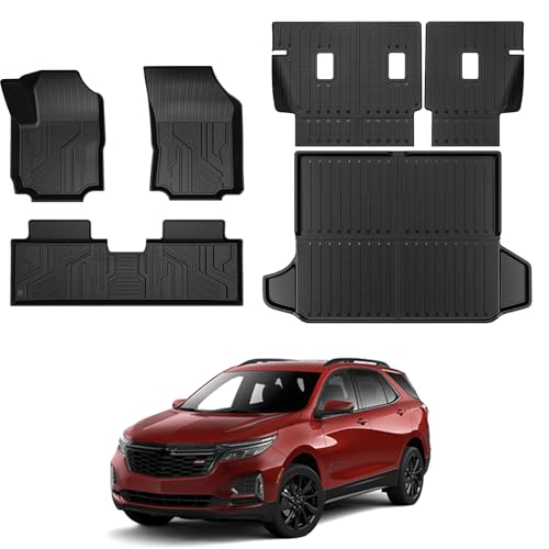 Floor Mats Set Cargo Liner and Backrest Mat for for Chevy Chevrolet Equinox/GMC Terrain 2018-2024, All Weather TPE Full Mat Set Cargo Mat for Equinox Accessories - size: For Chevy Equinox/GMC Terrain | 2018-2024
