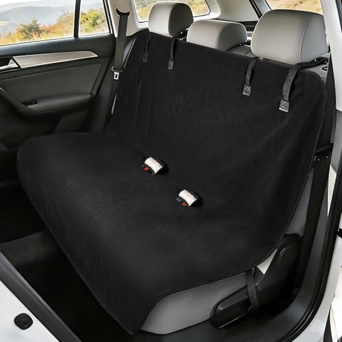 Back Seat Cover for Car SUV Van Trucks, Waterproof Car Seat Towel Cover After Gym, Sweat Rear Bench Towel Backseat Protector for Dogs Kids, Universal Fit, Non-Slip, Black (55" x 29") - color: Black-Car Back Seat Cover