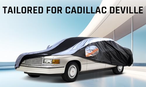 Deville Car Cover Waterproof All Weather with Silver Strip Design, Custom Fit for Deville 1994–2006, Deville Accessory with Door Zipper & Windproof Straps - size: Custom Fit Cadillac Deville