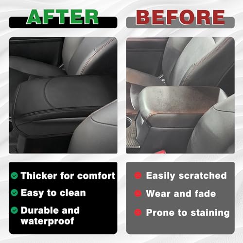 Muslogy Center Console Armrest Cover Fit for Toyota 4Runner 2010-2024 Accessories, Comfort Armrest Pad Console Lid Cushion Vegan Leather Regular Thick - size: 18) 10-24 |4Runner| Regular