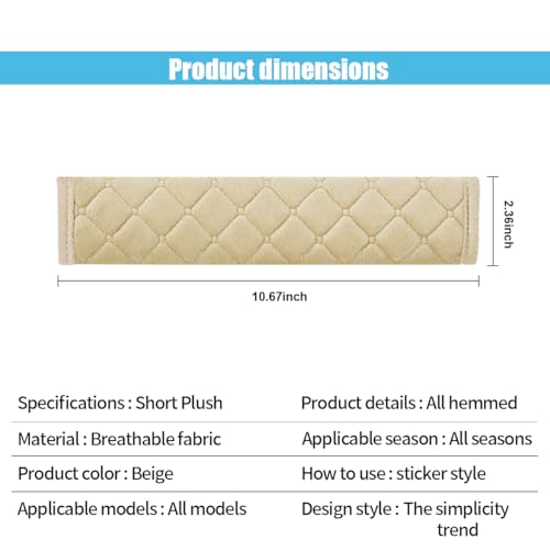 JOYCOURT 2PCS Universal Car Seatbelt Pad Cover, Long Crystal Velvet Shoulder Cover Kit for Adults and Children, Helps Avoid Friction on Shoulder and Neck, Fits All Cars and Packs - color: Beige