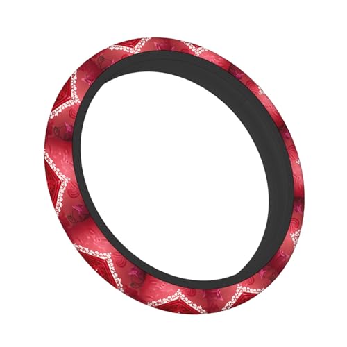 Swono Valentine Steering Wheel Cover, Romantic Red Love Heart Rose Flowers Breathable Auto Car Steering Wheel Cushion Case for Men Universal 15 Inch Steering Wheel Protection - color: Valentine
