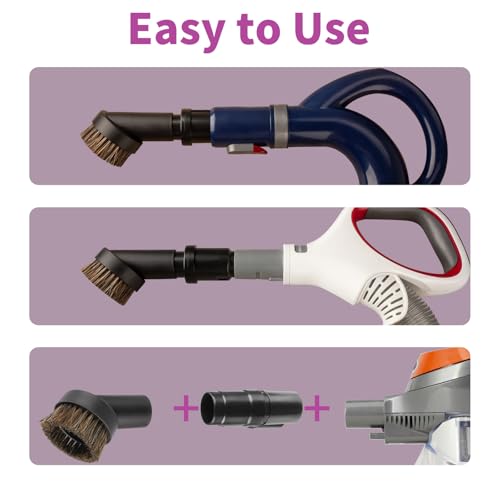 25mm Horse Hair Round Dust Brush, 1.25" Vacuum Brush Attachment with 2Vacuum Hose Adapter for Shark Vacuum Attachment and Most Household Vacuum Cleaners - 3 Pcs - style: 3-Pack
