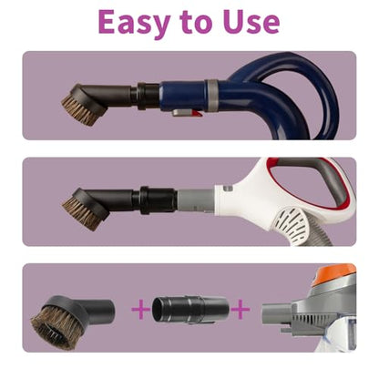 25mm Horse Hair Round Dust Brush, 1.25" Vacuum Brush Attachment with 2Vacuum Hose Adapter for Shark Vacuum Attachment and Most Household Vacuum Cleaners - 3 Pcs - style: 3-Pack