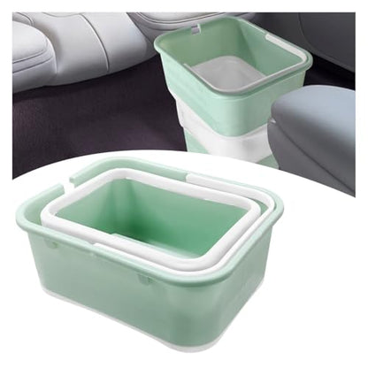 Car Trash Can, Collapsible Vehicle Garbage Bin with Handle, Leakproof Foldable Automotive Dustbin Car Storage Box, Universal Portable Trash Holder for Cars, SUVs and Trucks (Green) - color: Green