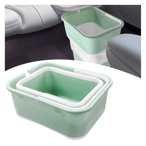 Car Trash Can, Collapsible Vehicle Garbage Bin with Handle, Leakproof Foldable Automotive Dustbin Car Storage Box, Universal Portable Trash Holder for Cars, SUVs and Trucks (Green) - color: Green
