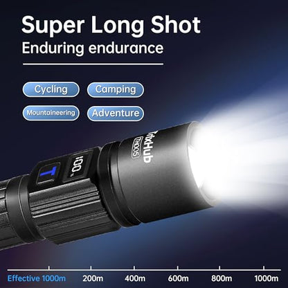 TrixHub Rechargeable Flashlights 3 Pack, Super Bright High Lumens Flash Light, 5 Modes Zoomable Linternas with LCD Digital Display, Powerful Handheld LED Flashlights for Home Emergencies Camping - size: 3pack