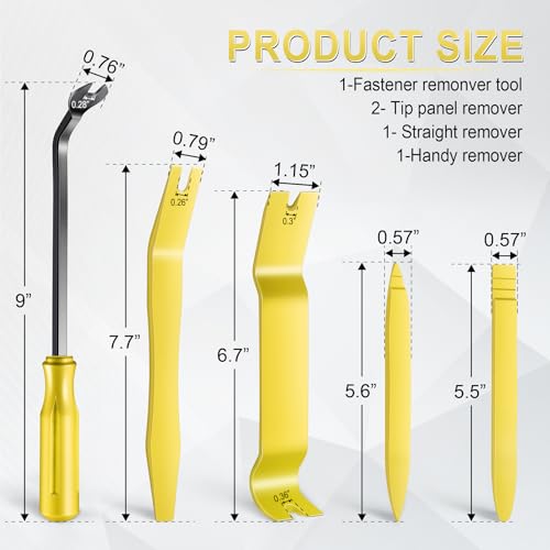LivTee 5 pcs Auto Trim Removal Tool Kit, No Scratch Plastic Pry Tool Kit - Interior Door Panel Clip Fastener Removal Set for Vehicle Dash Radio Audio Installer (Yellow) - color: Yellow
