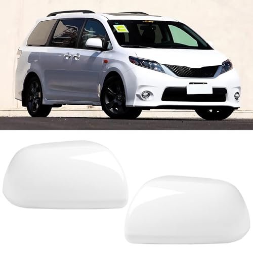 Moonlinks 1Pair Compatible with 2012 2013 2014 2015 2016 2017 2018 2019 2020 Toyota Sienna Mirror Cover Replacement, White Left Driver Side&Right Passenger Side Door Rearview Side Clip-on Mirror Cap - color: Pair White